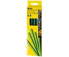 Drel Karštų klijų lazdelės 11,2 mm x 200 mm, žalios, 5 vnt.
