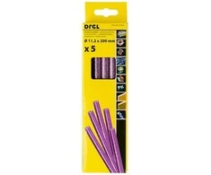 Drel Karštų klijų lazdelės 11,2 mm x 200 mm, su blizgučiais violetinės, 5 vnt.