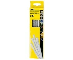 Drel Karštų klijų lazdelės 11,2 mm x 200 mm, su blizgučiais, sidabrinės, 5 vnt.