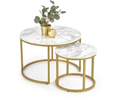 Signal Meble Kavos staliukų rinkinys SIGNAL HOLA Baltas MARBLE/Gold