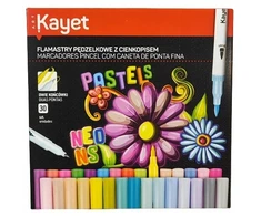 Kayet Pastelinių Spalvų Teptukiniai Žymekliai su Plonu Galiuku, 30 Vnt.