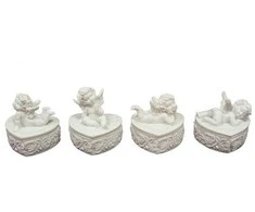 Keraminė figūrėlė ANGELIUKAS, baltos sp., 4 rūšys, 6,5 x 8 x 9,5 cm