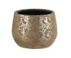 MICA Keraminis vazonas CLEMENTE, aukso spalvos, 16,5 x 13 cm