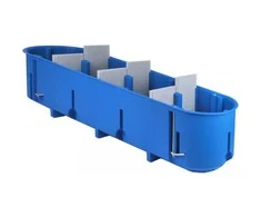 Keturvietė pagilinta dėžutė į gipso kartoną 281x68x63mm, 960 °C, IP20, mėlynos sp.