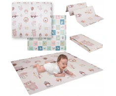 KiddyMoon dvipusis šliaužimo kilimėlis, matas, putų kilimėlis vaikams, vaikiškas kilimėlis, vaikui draugiškas modelis, žaidimų aikštelės vystymasis, patogus, idealiai tinka patalpose ir lauke, 180X200x1 cm rudas dramblys