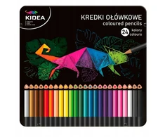 Kidea 24 spalvų trikampės kreidelės metalinėje dėžutėje