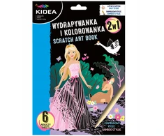 „Kidea 2IN1 PRINCESS“ įbrėžimų knygelė ir spalvinimo knygelė, 6 dizainai + rašiklis