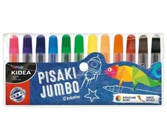 Kidea Jumbo flomasteriai, 12 intensyvių spalvų, permatomi