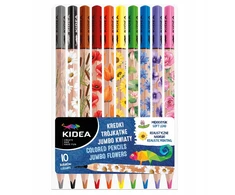 Derform Kidea Jumbo pieštukiniai dažai, 10 spalvų, gėlių motyvas
