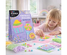 Kidea KŪRYBINIS POMPOMŲ LAZDŲ RINKINYS SWEET LOLLEY CUBBIN 300 POMPOMS
