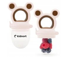 Kidnort 2in1 smėlio spalvos silikoninis dantukas skirtas tiekti maistą nuo 4 mėn