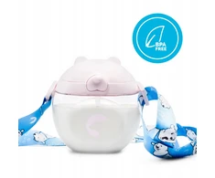 Kidnort Baer vaikiškas vandens butelis 300ml Rožinė 6M+ Tritan Straw Lanyard BE BPA