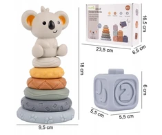 Kinderini Minkšti sensoriniai kaladėlės vaikams - piramidė, kramtukas, skaičiai, meškiukas