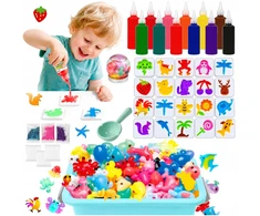 Kinderini VANDENS GELĖS MAGICAL VANDENS GELĖS FIGURĖLIŲ RINKINYS IŠ 12 SPALVINGŲ GELIŲ VAIKAMS