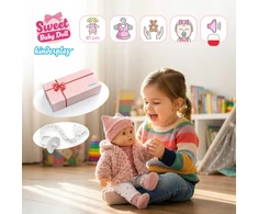Kinderplay DIDELĖ 41 CM INTERAKTYVUS KALBĖJIMAS KŪDIKLIS KALBA REALIŠKAS MINKSUS ŽAIDIMAS
