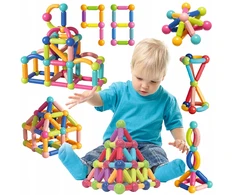 Kinderplay DIDŽIEJI MAGNETINIAI BLOKAI, KONSTRUKCIJA, MOKYMO LAIDOS, XXL LAZDOS, 98 vnt.
