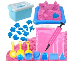Kinetic Sand 3kg Rožinė su smėlio dėžės formomis mentelių rinkinys