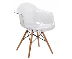 King Home ICE WOOD ARM skaidri kėdė - polikarbonatas, buko pagrindas