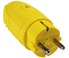 Kištukinis lizdas N&amp;L, IP44, 16A, 250V, guminis, geltonos sp.