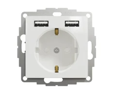 Schneider Electric Kištukinis lizdas SCHNEIDER Sedna Design, su užsklanda + 2 USB, 4A, baltas; SDD111052