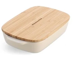 KitchenAid keramikinis indas 26x15,5x6,5 cm su migdolų kremo dangteliu