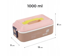 Kite 1000 ml rožinis maisto dėžutė su stalo įrankiais