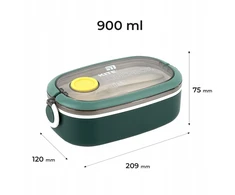 Kite Dėžutė maistui su pertvaromis ir stalo įrankiais, 900ml, žalia