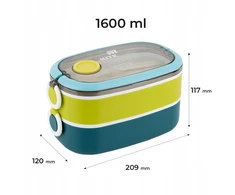 Kite Dvigubas maisto dėklas su pertvaromis ir stalo įrankiais, 1600ml
