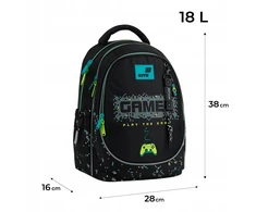 Kite kuprinė berniukams 6-10 m. juoda, ortopedinė, su žaidimų motyvais