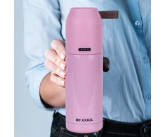 Kite Termosas su blizgančiu puodeliu hermetiška rankena, rožinis, 350 ml Aitvaras