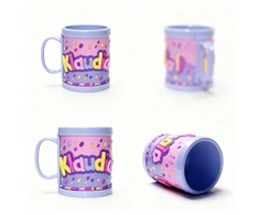KLAUDIA puodelis vaikams su vardu, spalvingas 3D plastikas