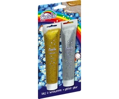 Grand Klej su brokatem w tubce Fiorello 2 x 75 ml sidabrinė auksinė