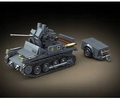 K&amp;M Karinis BLOCKS priešlėktuvinis tankas WW2 675el + 3 figūrėlės + ginklai (KL32)