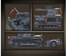 K&amp;M Karinis BLOCKS priešlėktuvinis tankas WW2 675el + 3 figūrėlės + ginklai (KL32)
