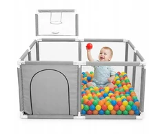 K&amp;M Kojec vaikams Suchy Baseinas Kwadrat Pilka su Koszem 125x125 cm I155