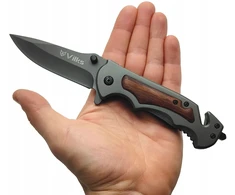 VILKS KNIFE Sulankstomas kišeninis peilis SURVIVAL Daugiafunkcis taktinis PLIENAS + MEDIENA SHARP
