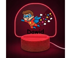 Koala Wood Lampka Nocna Super Bohater Prezent na Roczek Chrzciny Noworodka Drewniana