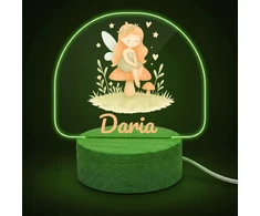 Koala Wood Prezent na Chrzciny Dla dziewczynki Roczek Noworodka Lampka Nocna Fėja