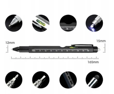 Koanni DAUGIAFUNKCINIS TUŠKAS 9 viename MULTITOOL PEN Atsuktuvas žibintuvėlis gulsčiukas