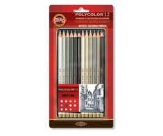 Koh-i-noor Polycolor 3822 pieštukai, 12 vnt., pilkos spalvos