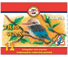 Koh-i-noor Trio Wax Jumbo akvarelinės kreidelės, 12 spalvų