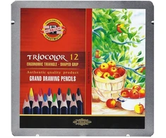 Koh-i-noor Triocolor spalvoti pieštukai 12 vnt. metalinėje dėžutėje