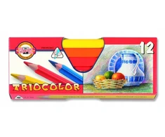 Koh-i-noor Triocolor storos spalvos pieštukinės kreidelės, 12 vnt.