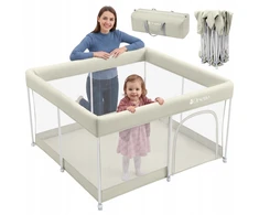 KOJEC DZIECIĘCY 127x127 cm AUTOMATYCZNIE sulankstomas ORSETTO BEŻOWY LEKKI 5 KG