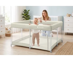 KOJEC DZIECIĘCY 127x127 cm AUTOMATYCZNIE sulankstomas ORSETTO BEŻOWY LEKKI 5 KG