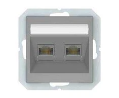 Kompiuterio lizdas 2 vietų (RJ45 CAT6e UTP) QR1000, be rėmelio, pilkos matinės sp.