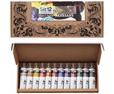 Komplet 12 vnt farb MaxiAcril RENESANS artystyczne wydajne prezent 12x60ml