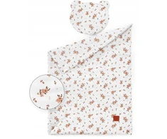 KOMPLET MUŚLINOWY INFANTILO Z PŁASKĄ PODUSZKĄ TEDDY PRINT