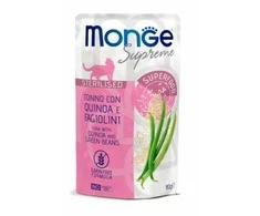Monge SUPREME - Cat Wet Pouches su tunu kvinoja ir šparaginėmis pupelėmis - sterilizuotoms katėms (80g)