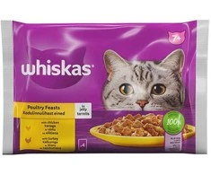 Konservuotas ėdalas katėms WHISKAS, su paukštiena, 4 x 85 g